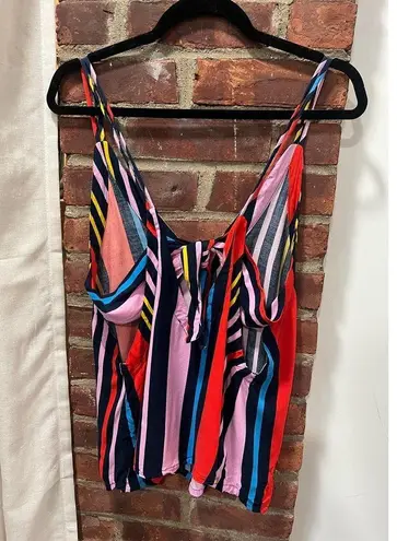Lulu’s Adrift Navy Blue Multi Striped Tank Top Size L