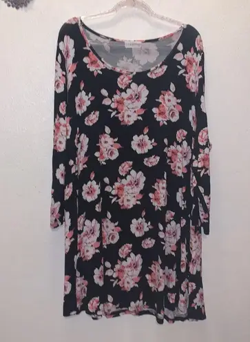 Larace clothing Larace V-Neck Loose Fit Flowy Long Sleeve Tunic Top Plus Size Women