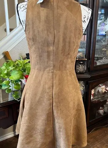 Nordstrom Mossimo Women's Cutout Faux Suede Fit & Flare Mini Dress Laser Cut Brown XS NWT