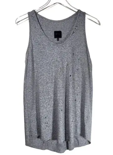 RtA Allison Cotton Blend Distressed High Low Tank Top in Heather Grey Size XS
