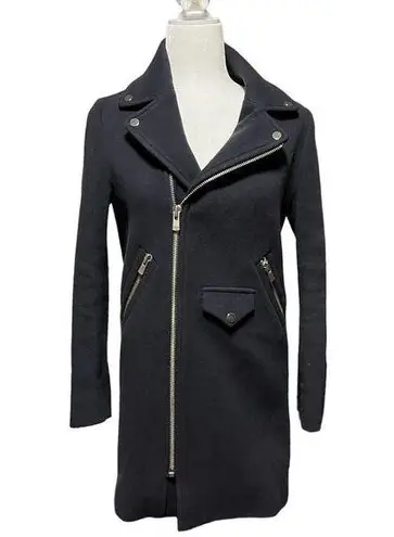 Maje Wool Zippered Navy Peacoat