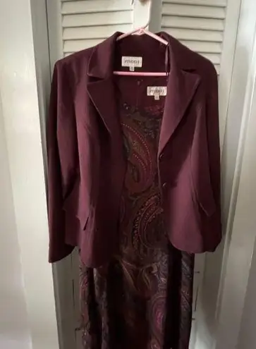Studio One Woman’s Studio 1 multi color purple-plum sleeveless Dress and Blazer combo