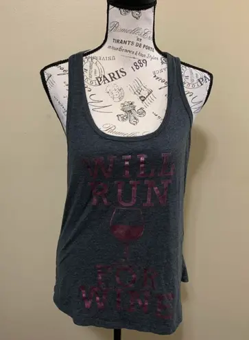 Chin Up Chin-Up Charcoal Will Run For Wine Medium Tank Top