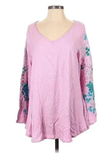 Judith March Anthropologie | | Pink Tunic Floral Embroidered Sleeves Boho Size S
