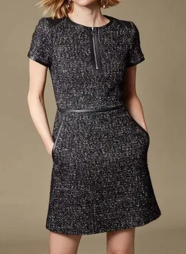 Karen Millen Tweed & Faux Leather Day Dress 6