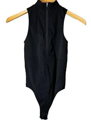 Garage Body Ribbed Quarter Zip Mock Neck Body Suit Bodysuit XS