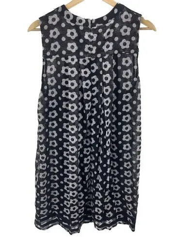 Nina Leonard  Womens Floral Dress Zip Lined Mini Sleeveless Pleated Black Small