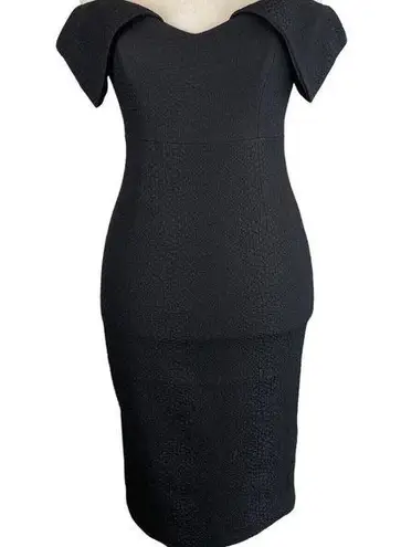 Bardot Womens Ruffle Off Shoulder Body Con Cocktail Dress 4 Black Snake Textured