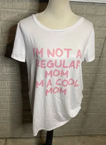 NWT Overstitched Womens White "I'm A Cool Mom" Graphic Tee Size Large