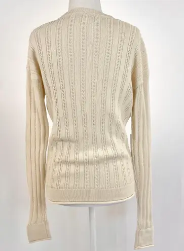 Callahan New Pointelle Sweater Crewneck Long Sleeve Pullover Creme Size Small
