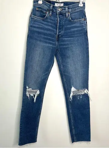 RE/DONE 90s High Rise Ankle Crop Distressed Jeans - Size 24