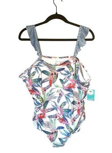 Oasis NEW w/Tags Outdoor Women's One Piece Swimsuit in White Tropical sz. 2X