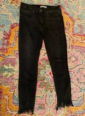 Mavi Tess Black Jeans Fringe Bottom Size 26