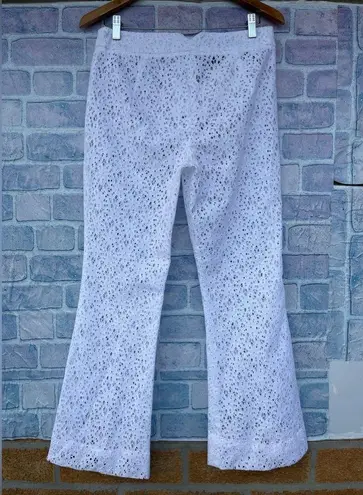 MICHELLE FARMER COLLABORATE LACE WIDE LEG PANTS SIZE 6 White