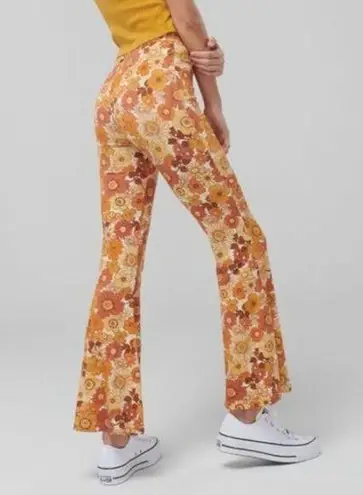 Ghanda Rosa Flares Retro Floral Bell Bottom Pants Orange Size XS
