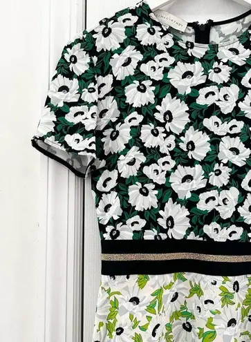 Stella McCartney Green White Petra Floral Print Dress Fit Flare 36 0/2 XS