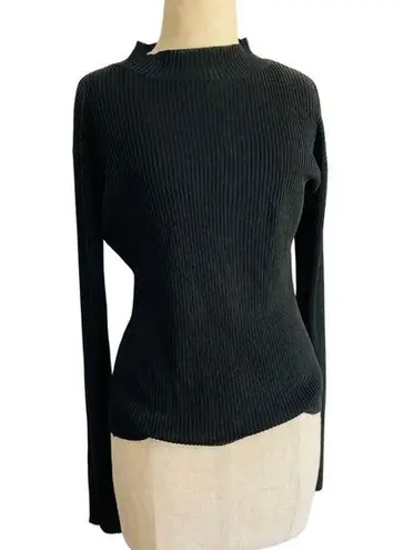 Mixit Vtg Mix It Silk Turtleneck Women's Large Black Long Sleeve Pullover Ribbed