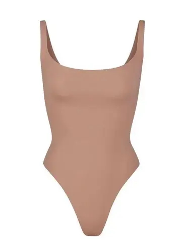 SKIMS Fits Everybody Square Neck Thong Bodysuit in Sienna