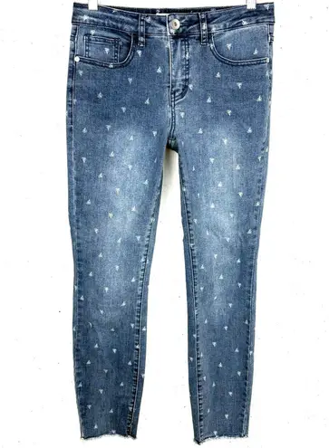 Tribal Jeans Womens Audrey Mid Rise Ankle Jegging Denim Jeans Sailboat Print 2 Blue