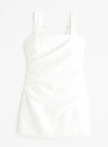 Abercrombie & Fitch Linen-Blend Ruched Squareneck Mini Dress