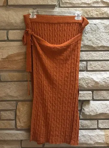 Current Air Anthropologie Ribbed Knit Skirt Rust Orange Brown Medium Petite