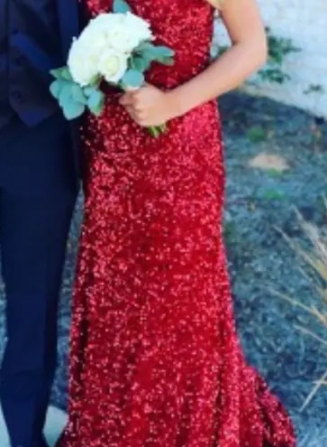 Tiffany Designs red sequin formal prom pageant party dress size 6