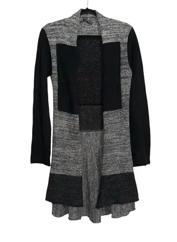 Peruvian Connection Baby Alpaca and Wool Open Front Knit Colorblock Cardigan MED - Image 1