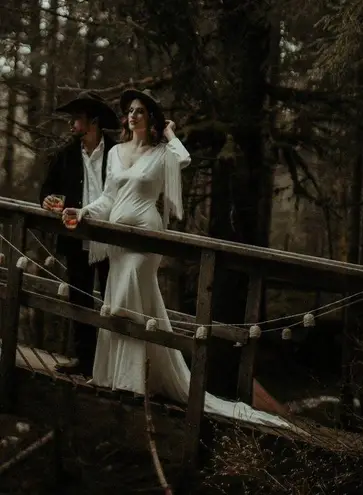 Western Style Wedding Dress With Tassels White Size 6