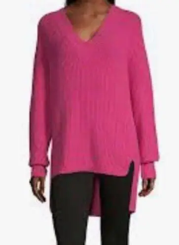 a.n.a . V-Neck High Low Sweater Catalina Hot Pink