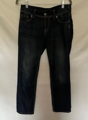 SILVER Suki Capri Womens Jeans Sz W27 Midrise Denim Dark Wash Stretch Blue