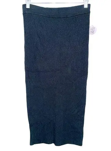 Abercrombie & Fitch  Black Ribbed Knit Viscose Nylon Midi Pencil Skirt Size Small - Image 1