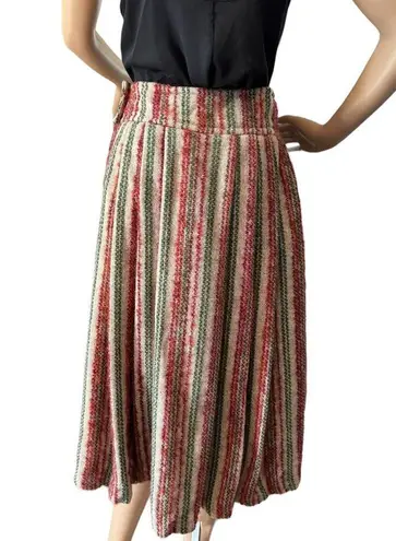 American Vintage  high waisted pleated boucle striped midi skirt size small