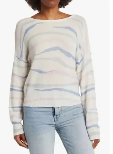 360 Cashmere  Mara Tiger Stripe Skull Cashmere Sweater in Pastels Size S NWT