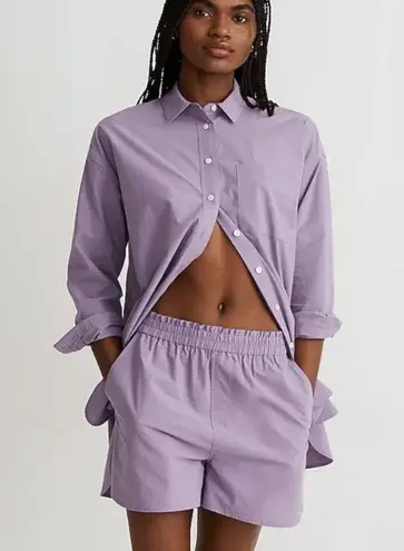Madewell  Womens Pull On Shorts in Signature Poplin Aster Bloom purple size large thumbnail 1
