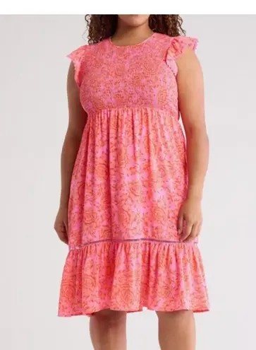 Melrose and Market NWT Floral Smocked Dress Pink Size 2X