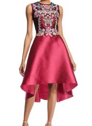 Marchesa Notte Sleeveless Embellished Mikado Cocktail Dress sz 10 Pink