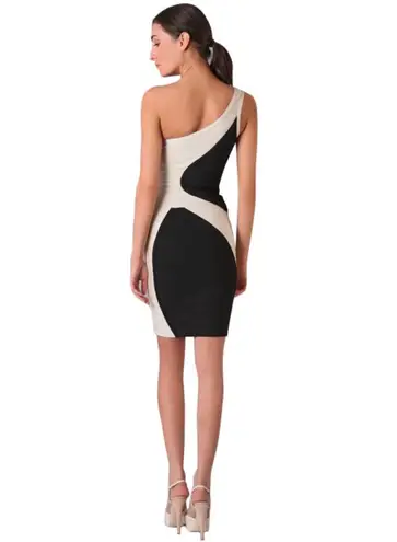 Herve Leger Audrey one-shoulder colorblock panel bandage dress size S small