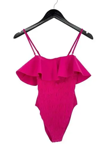 Cleobella NWT Women's XS Amelia Smocked Ruffle One-Piece Swimsuit Magenta Pink