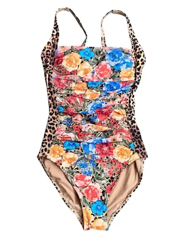 Johnny Was NWT! Cheetah Animal Print Ruched One Piece Swimsuit - Size XS