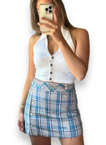 Lady Hagen  Women’s Plaid Golf Skirt Skort Button Detail Purple Tan Size 8