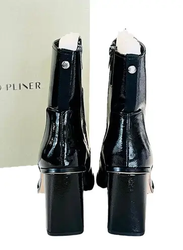 Donald Pliner NEW Leather BOOTIE ANKLE BOOT 9.5 Womens Black Crinkle Patent Shoe