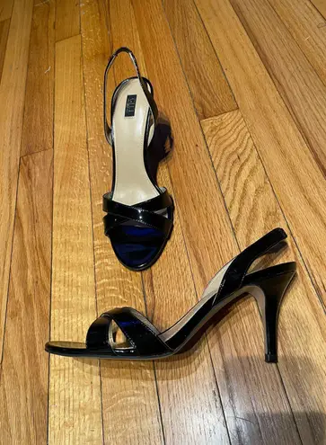 G.I.L.I. Got it Love it Loren Leather Slingback Sandals crisscross straps Glossy Shiny Party Prom Club Date Black Size 8.5