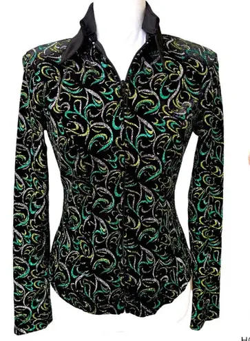 VINTAGE Y2K RARE EQUESTRIAN HOBBY HORSE WESTERN GLITTER JACKET X SMALL EUC #3 Green Size XS