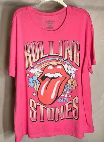 The Rolling Stones UK Tour 1971 Music Pink Casual Graphic T-Shirt,Womens|Sz:XXL