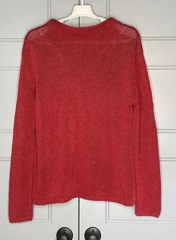 W By Worth Brick Red Knit Funnel Neck Pullover Sweater Size Large