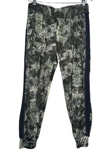Prismsport Women’s Size L Green Black Snakeskin Print Tuxedo Stripe Jogger Pants Size L