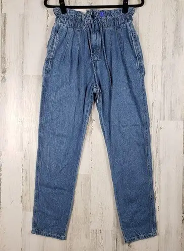 Arizona Jeans NWT Arizona Jean Co Blue Denim High Rise Paper bag Mom Jeans Junior's Size 5