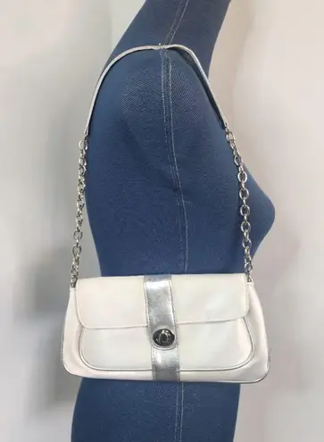 Avon Products Silver Satin Clutch Bag with Chain Shoulder Strap