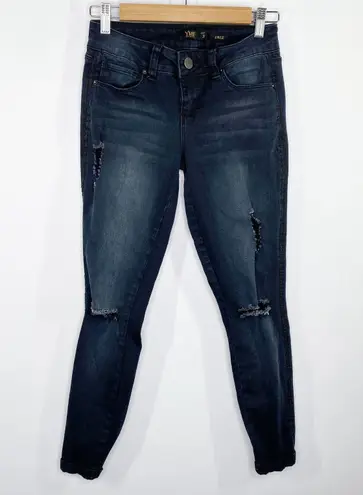 Ymi Dark Wash Blue Cotton Blend Denim Shimmer Detail Ankle Jeans Women's Size 3
