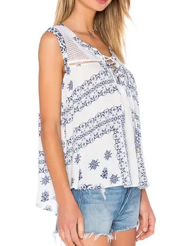 Heartloom Abri Lace Up Tank Top in Mykonos Print